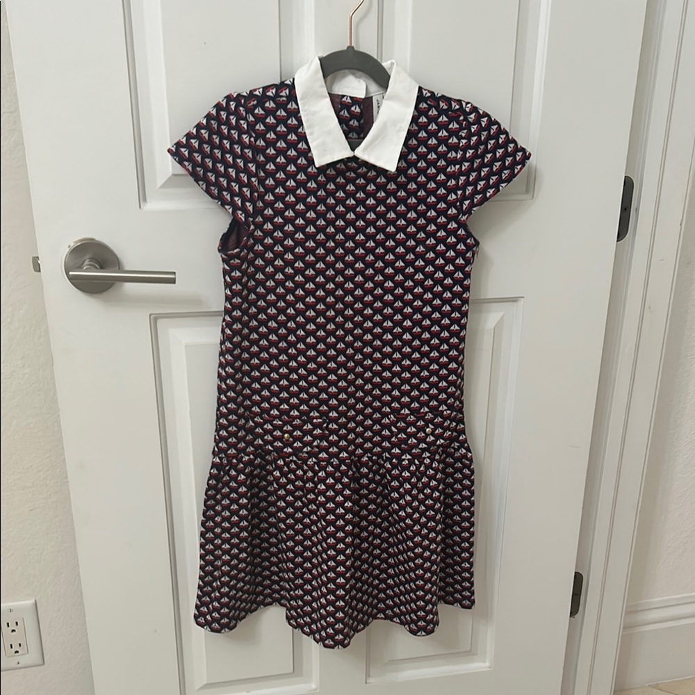 Janie and jackJoules Blue Sundress with Peter Pan Collar and Flutter Cap Sleeves